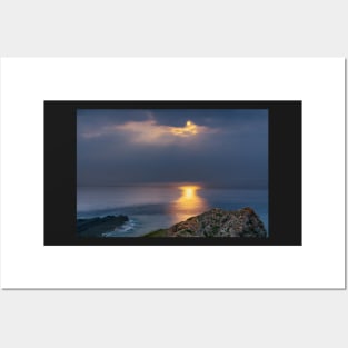 The moon from Port Eynon Point Posters and Art